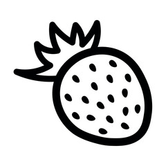 Drawn wild strawberry on white background