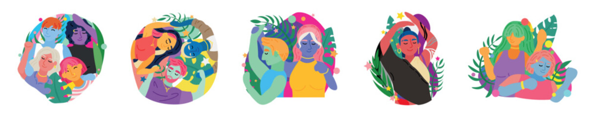 Obraz na płótnie Canvas Set of colorful people on white background. LGBT concept