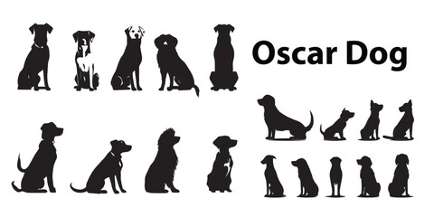 A set of silhouette Oscar dogs vector.