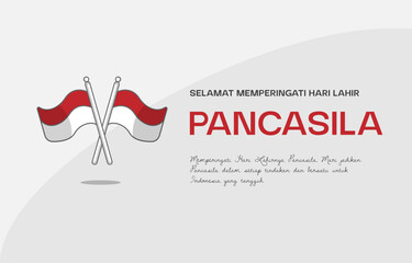 indonesian flag with shield for pancasila day and independence banner template