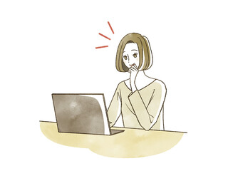 ノートパソコンを使っている女性