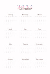 Minimalistic 2024 Year Calendar Planner.
