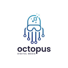 Modern octopus and circuit panel combination logo. It is suitable for use for technology logos.