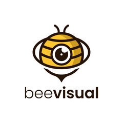 Modern logo combination of bees and 360 cameras. Very suitable for CCTV camera shops