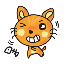 Cutycat2 cartoon kitten orange cat very naughty and mackerel fishbone lovely friend