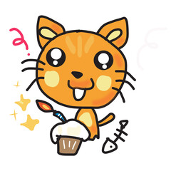Cutycat4 cartoon kitten orange cat very naughty and mackerel fishbone lovely friend