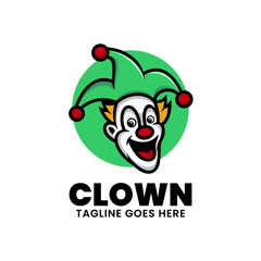 Vector Logo Illustration Clown Mascot Cartoon Style.