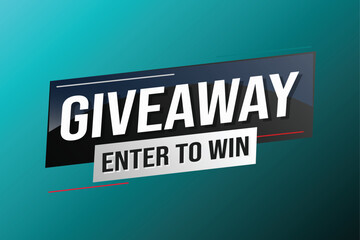 giveaway enter and win word vector illustration blue 3d style for social media landing page, template, ui, web, mobile app, poster, banner, flyer, background, gift card, coupon, label, wallpaper