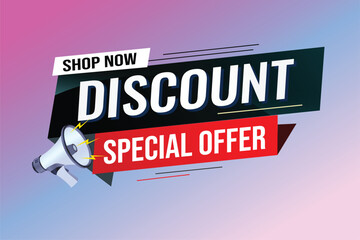 discount special offer word concept vector illustration with lines modern futuristic 3d style for landing page template web mobile app poster banner flyer background gift card coupon label wallpaper