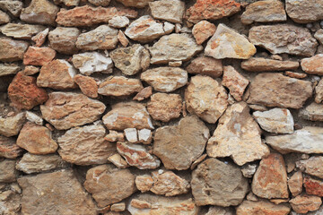 Old Stone Wall with Brown Rocks Texture Background 