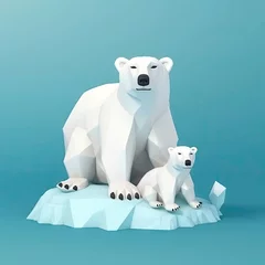 Foto op Canvas Cartoon character of Polar Bear on ice, global warming concept © waranyu