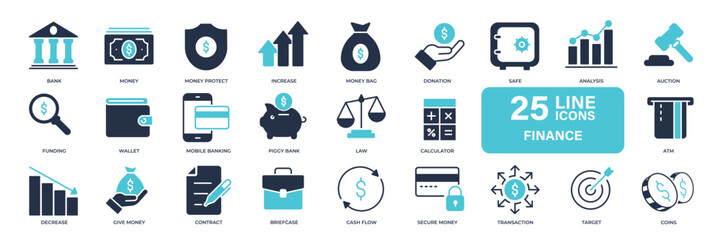 Finance icons. Vector graphic illustration. For website design, logo, app, template, ui, etc.