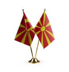 Small national flags of the Macedonia on a white background