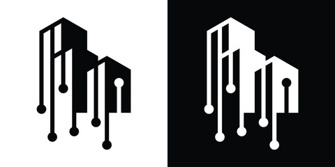 logo design building technology style icon vector illustration