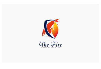 shield fire concept design business logo