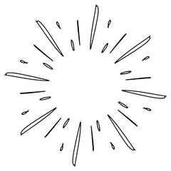 Obraz premium Doodle sketch style of Starburst, sunburst, Element Fireworks Black Rays. Comic explosion effect. Radiating, radial lines. cartoon hand drawn illustration for concept design.