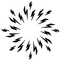 Fototapeta premium Doodle sketch style of Starburst, sunburst, Element Fireworks Black Rays. Comic explosion effect. Radiating, radial lines. cartoon hand drawn illustration for concept design.