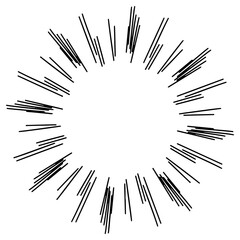 Obraz premium Doodle sketch style of Starburst, sunburst, Element Fireworks Black Rays. Comic explosion effect. Radiating, radial lines. cartoon hand drawn illustration for concept design.