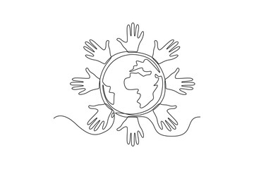 Single one line drawing world population day concept. Continuous line draw design graphic vector illustration.