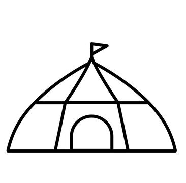 recommend clip art: Cute tent camping vacation outline icon