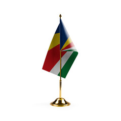 Small national flag of the Seychelles on a white background