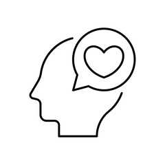 Mental health, human head, psychological help, psychotherapy line icon isolated on white background. Vector illustration