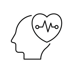 Mental health, human head, psychological help, psychotherapy line icon isolated on white background. Vector illustration