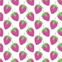Seamless strawberry pattern on white background. Fruit illustration wallpaper.