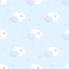 cloud and rain seamless pattern background 