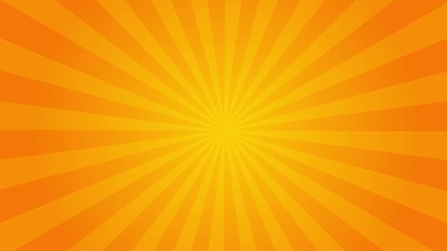 Orange Comic lined sunburst, starburst, pinwheel rotating and spinning infinity loop in retro vintage style stock video