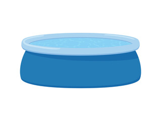 Inflatable rubber pool for the yard flat vector illustration isolated on white.
