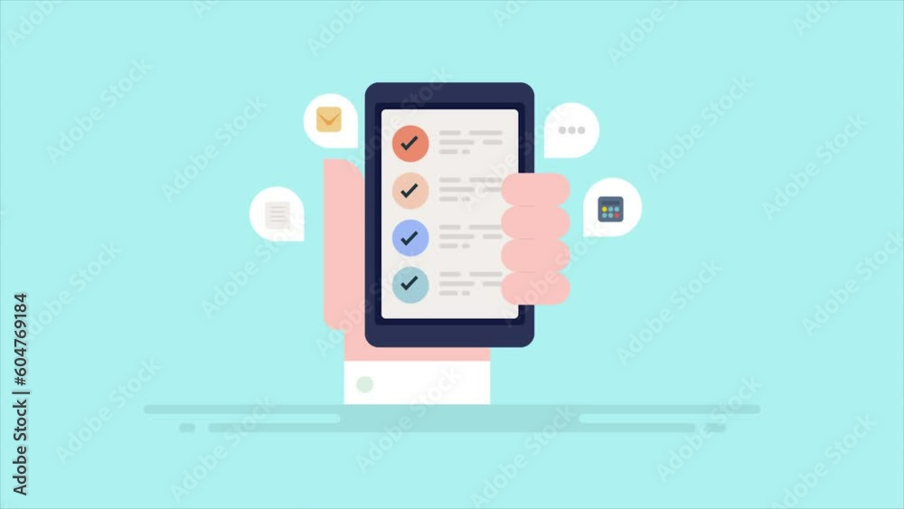Canvas Prints person using business application on smartphone screen. internet technology mobile app management an