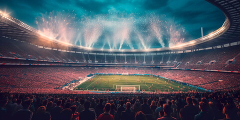 futuristic stadium filled with spectators watching advanced sports and competitions Generative AI