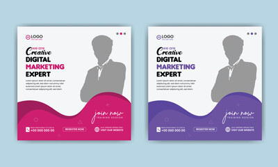 corporate digital marketing social media square banner template design, Business marketing social media post template design