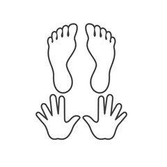 illustration of foot and hand, vector art.