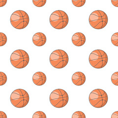 Basketball seamless pattern with detail in white background for creative or print