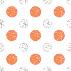 Basketball seamless pattern repeat with line seperated in white background for creative or print