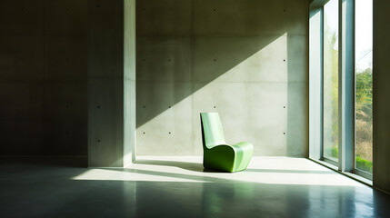 Green chair modern interior environment design, and soft lighting.