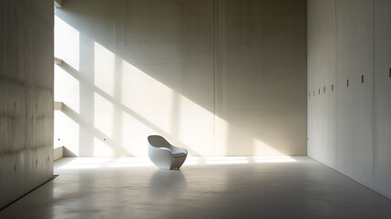 White chair modern interior environment design, and soft lighting.