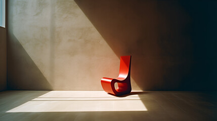 Red chair modern interior environment design, and soft lighting.