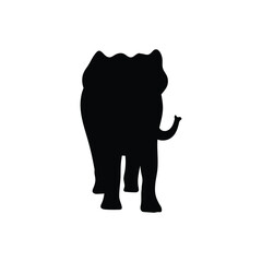 Black contour silhouette of an elephant facing the viewer, vector isolated.