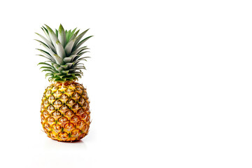 Fresh ripe pineapple isolated on white background with copy space. Created with Generative AI Technology