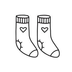 Vector pair of socks isolated on white. Hand drawn doodle socks.