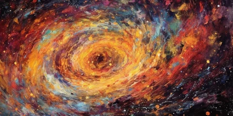Papier Peint photo Mélange de couleurs Abstract colorful vortex background. Swirling cosmos galaxy universe. Rainbow painting in space.