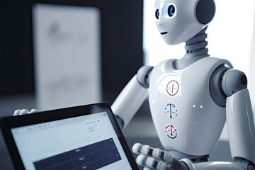 chatbot robot undergoing cognitive assessment.AI Generative