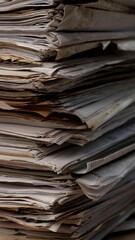 File shelf. The files are old, the paper is yellowed. 