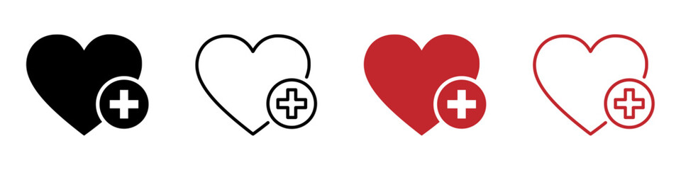 Fototapeta premium Favorite icon with plus vector signs. Favorite symbols set