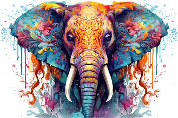 colorful mandala art forming as elephant head.AI Generative