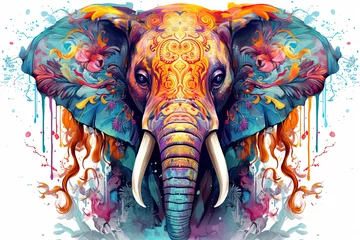 Photo sur Plexiglas Style bohème colorful mandala art forming as elephant head.AI Generative