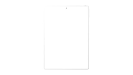 tablet black color with blank touch screen and flare isolated on white background. realistic and detailed device mockup. stock PNG illustration